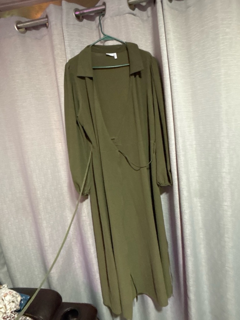 ASOS Olive Green Long Wrap Maxi Dress